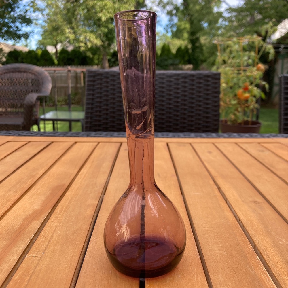 Vintage violet colored bud vase